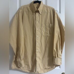 Vintage Burberry London Men’s Gold & White Striped Dress Shirt Sz L Made in USA